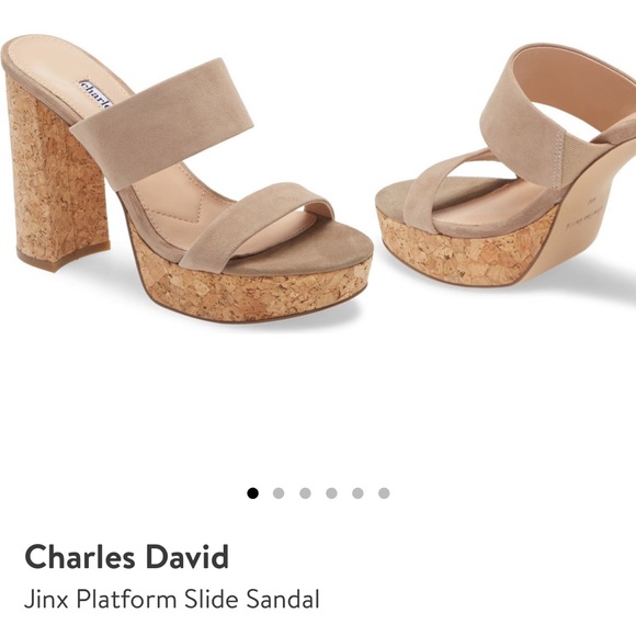 Charles David Platform Sandals in Beige/Taupe - Picture 1 of 5